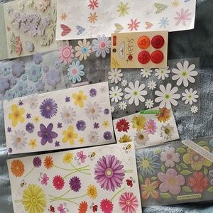 Flower Flowers Stickers Embellishment Bundle Scrapbooking